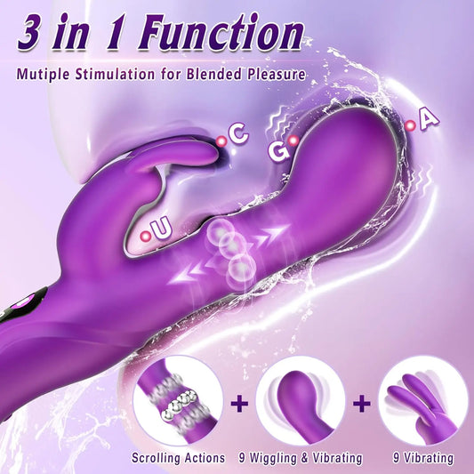4-in-1 Rotating Squeeze Rabbit Vibrator – G-Spot & Clitoral Stimulator