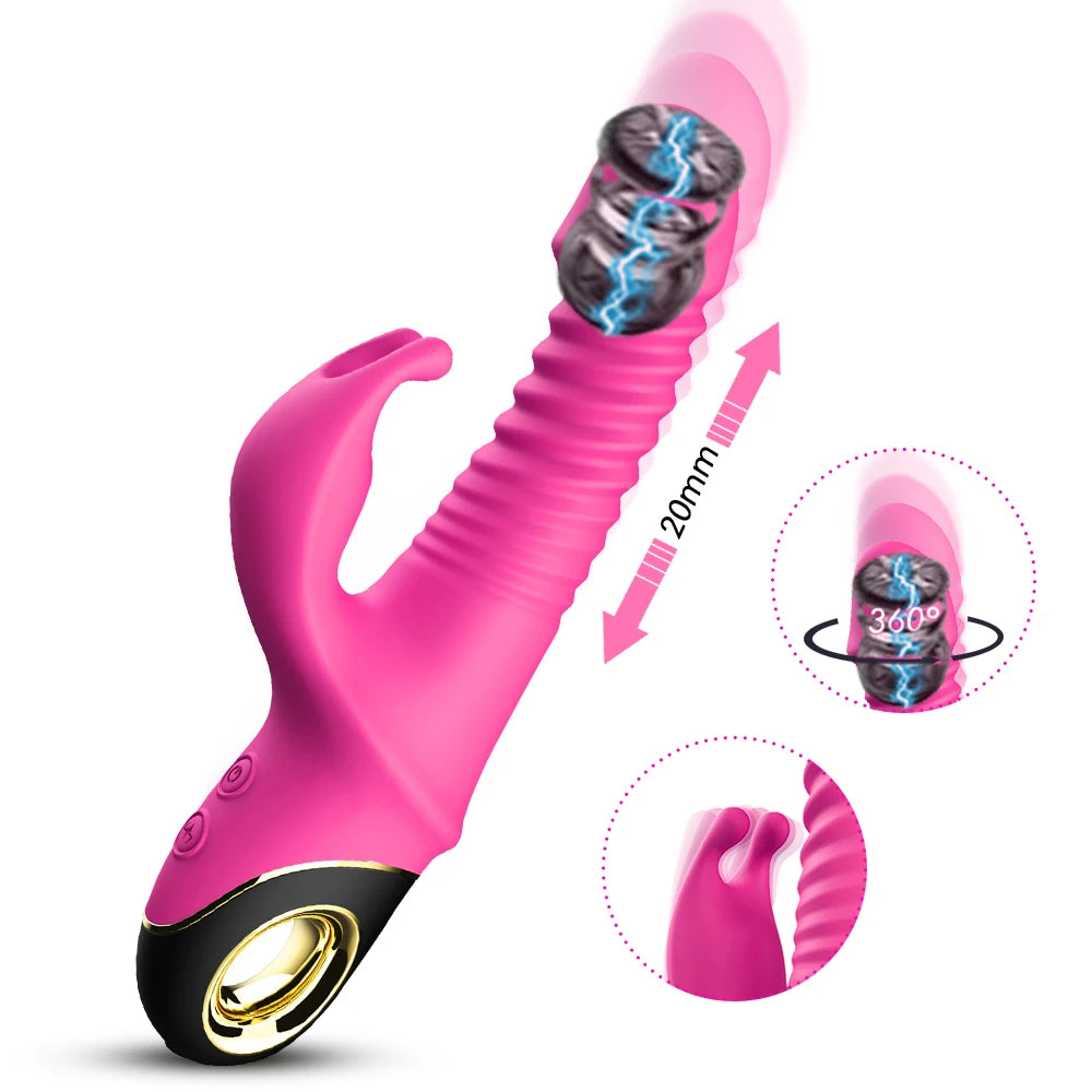 Automatic Thrusting Rabbit Vibrator – Telescopic G-Spot & Clitoral Stimulator