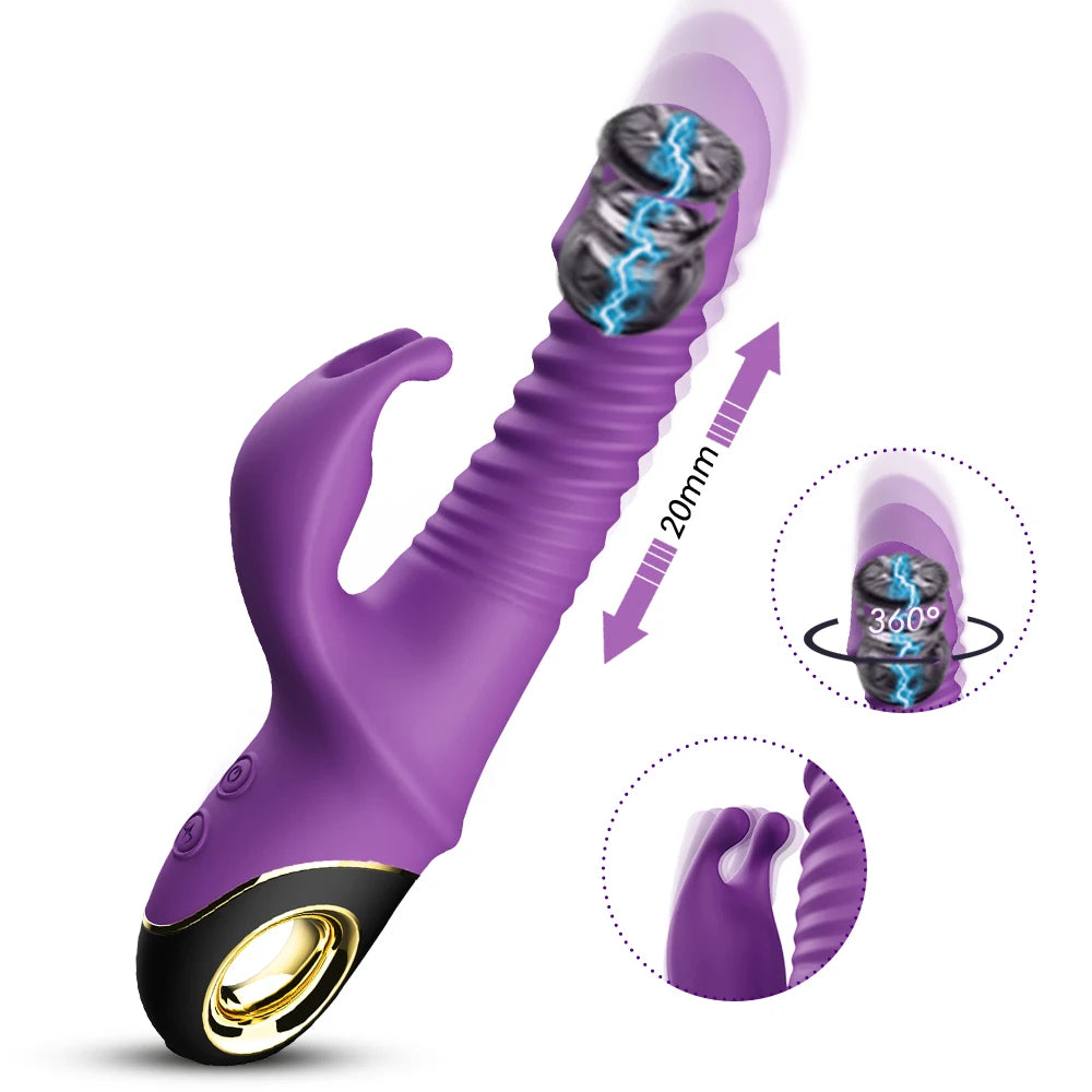 Automatic Thrusting Rabbit Vibrator – Telescopic G-Spot & Clitoral Stimulator