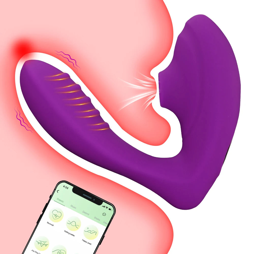 Bluetooth 20‑Mode Suction Vibrator – Wearable App-Controlled Clit & G‑Spot Sucker