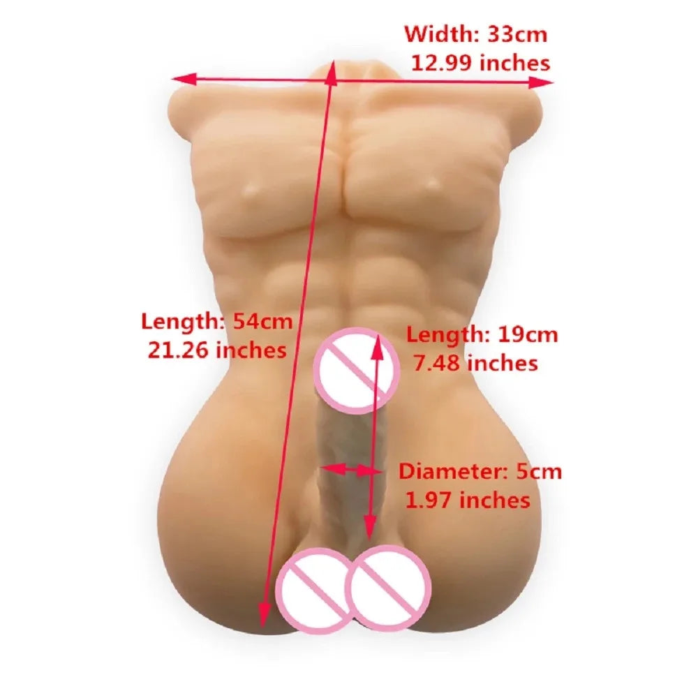 Realistic Male Torso Love Doll – 3D Muscular Half-Body with Lifelike Penis