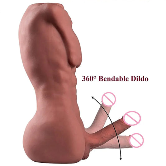 Realistic Male Torso Love Doll – 3D Muscular Half-Body with Lifelike Penis