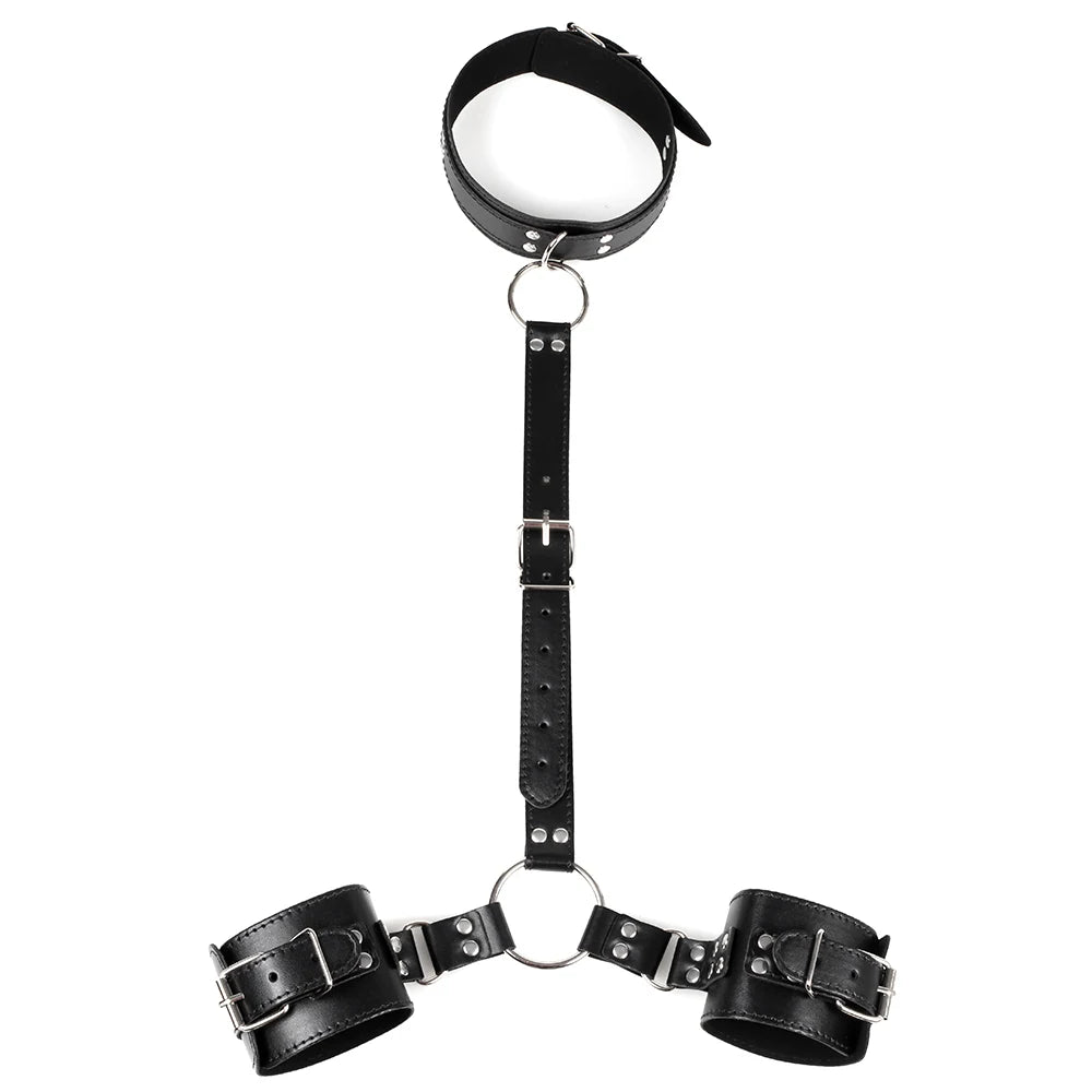 Neck‑to‑Wrist Restraint Kit – Adjustable Bondage Collar & Arm Restraints