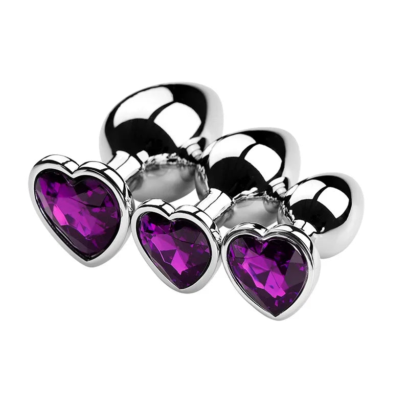 PU Diamond-Tip Metal Plug Set (S, M & L) – Sleek Weighty Anal Beginners’ Kit