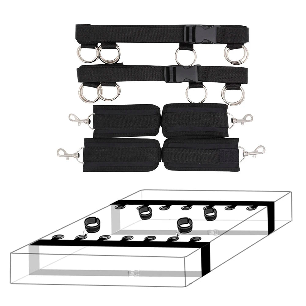 Adjustable Bed Restraints Set – Wrist & Ankle Cuffs Bondage Kit