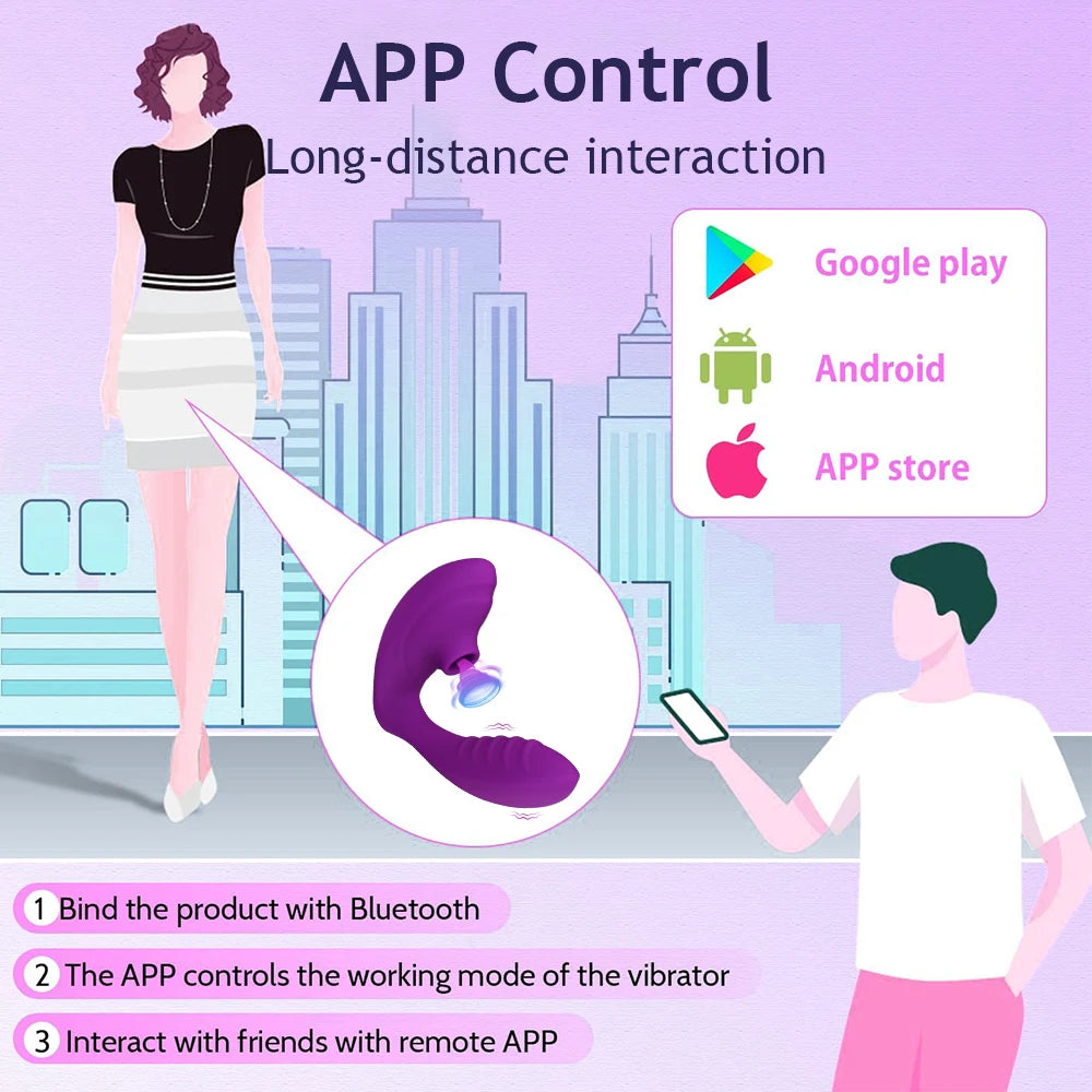Bluetooth 20‑Mode Suction Vibrator – Wearable App-Controlled Clit & G‑Spot Sucker