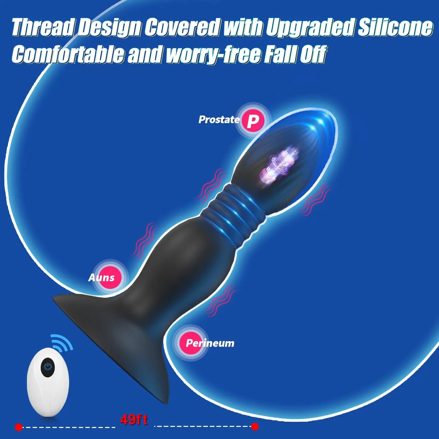 Heseks Remote-Control Suction & Thrust Prostate Massager – Wireless Butt Plug for Couples Play