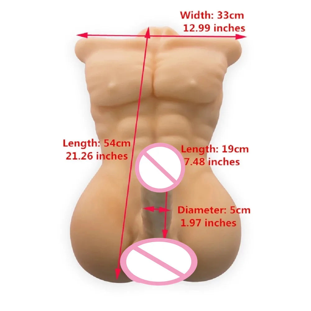 Realistic Male Torso Love Doll – 3D Muscular Half-Body with Lifelike Penis