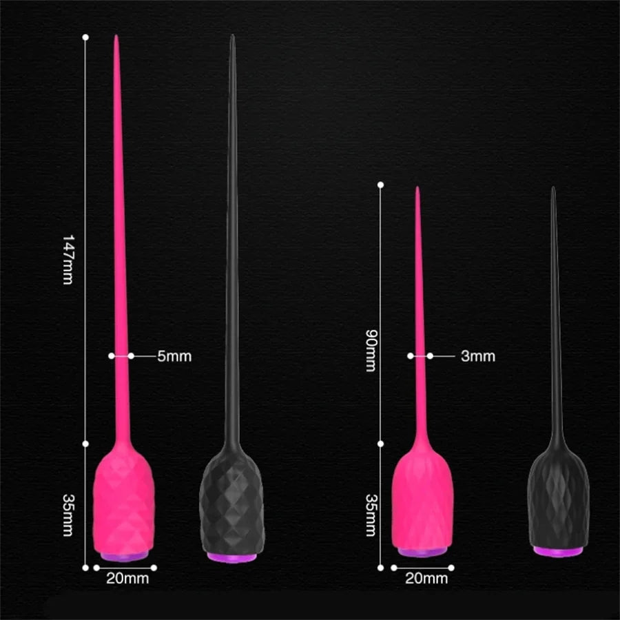 Electric Urethral Catheter Vibrator – Long Silicone Penis Plug for Prostate & Urethra Stimulation