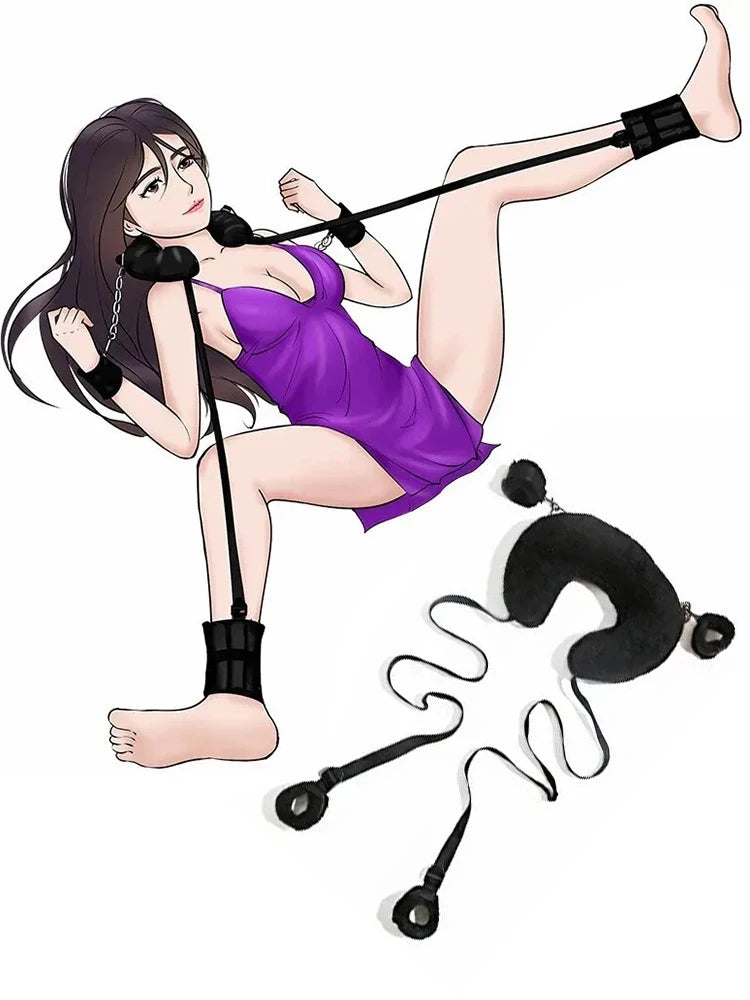 Complete Bondage Kit – Collar, Cuffs, Rope, Blindfold & Whip Set