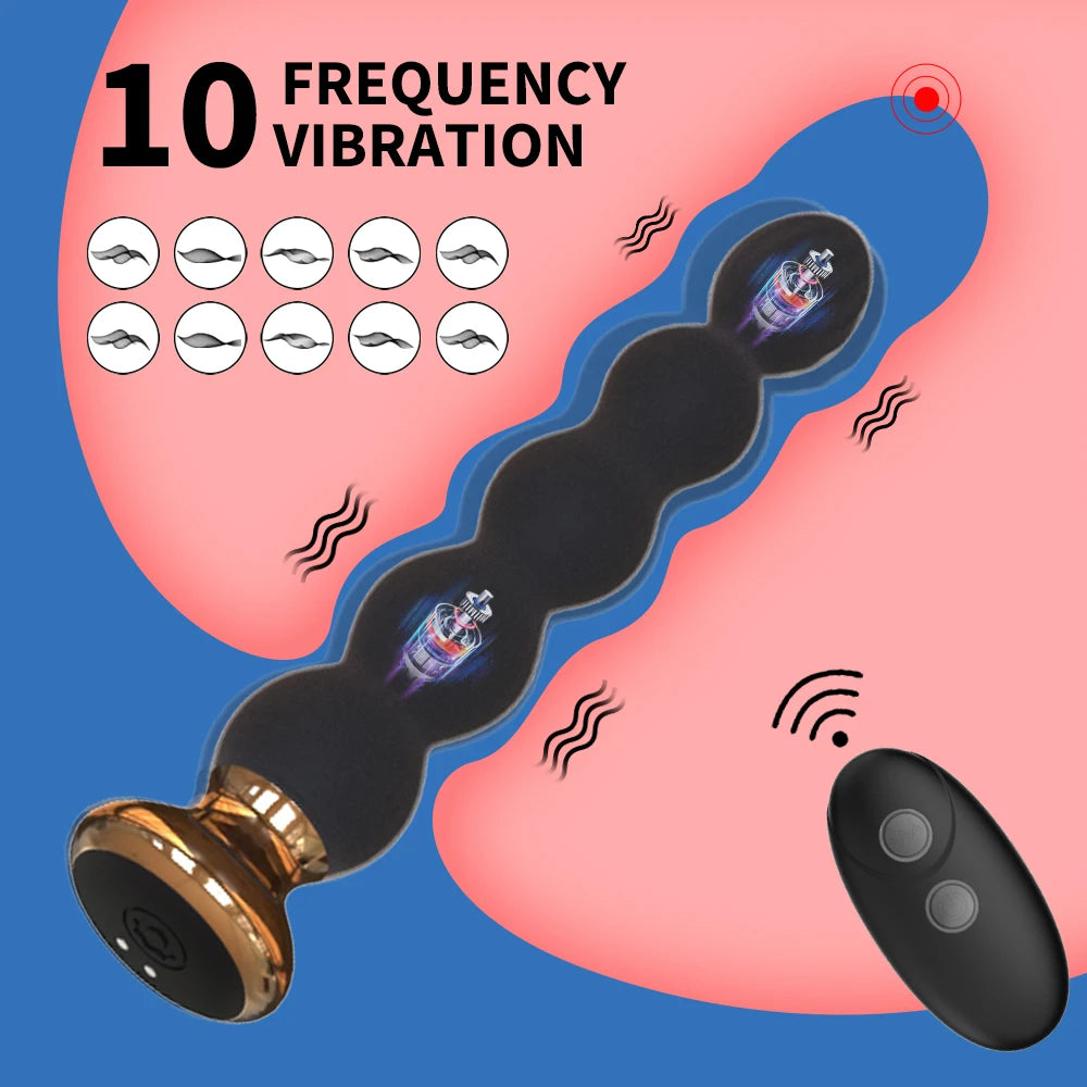 10‑Speed Remote Anal Beads & Prostate Vibrator – Wireless USB‑Rechargeable Butt Plug