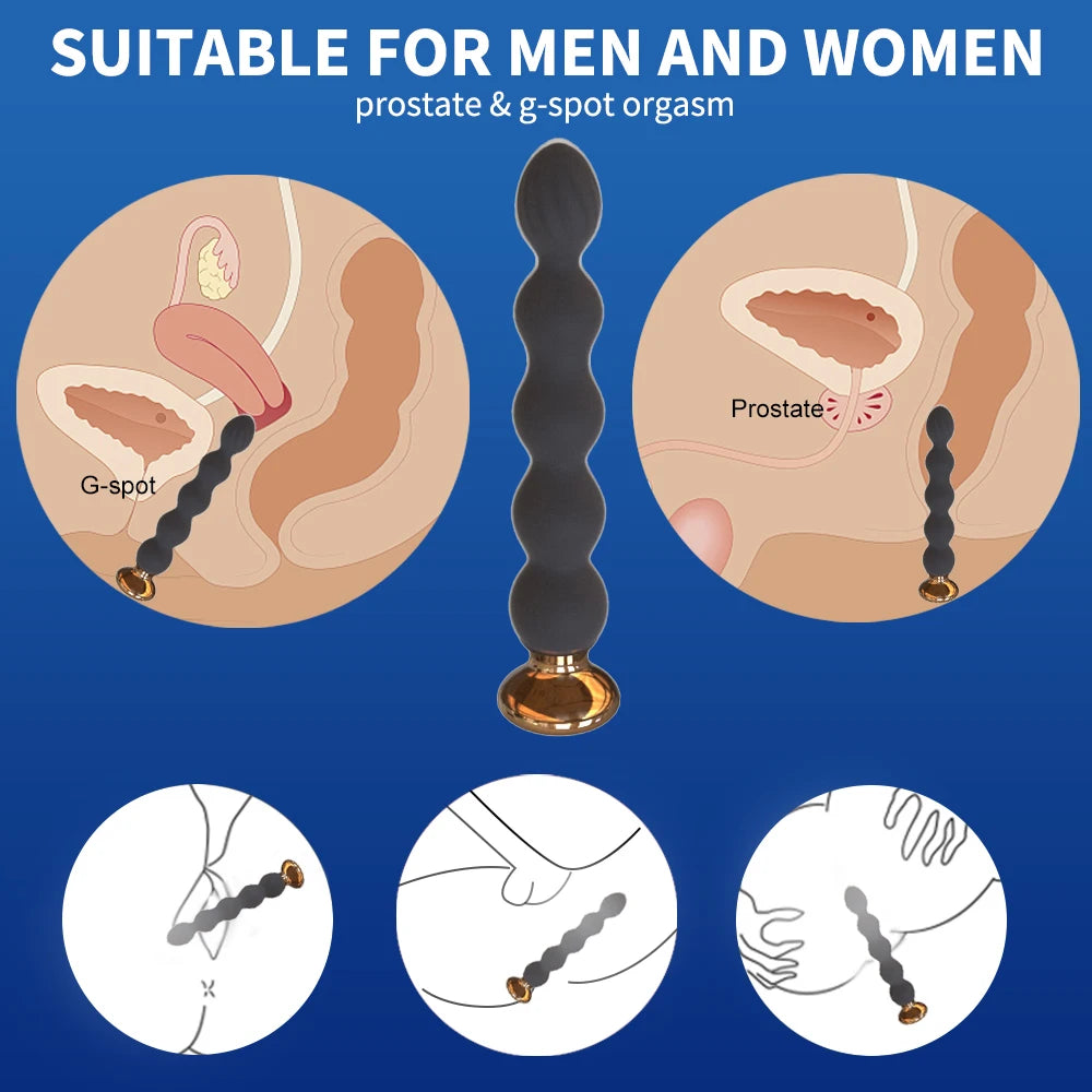 10‑Speed Remote Anal Beads & Prostate Vibrator – Wireless USB‑Rechargeable Butt Plug