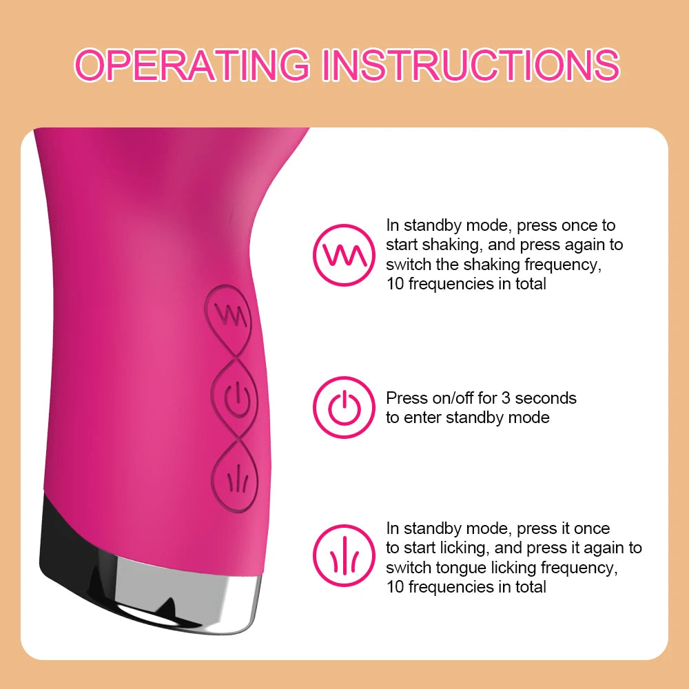 Tongue‑Licking 2‑in‑1 Vibrator – 20‑Speed Clit & G‑Spot Licker