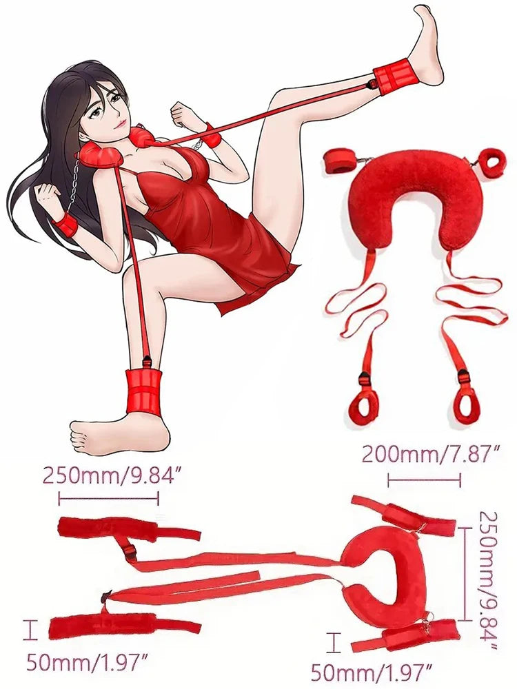 Complete Bondage Kit – Collar, Cuffs, Rope, Blindfold & Whip Set