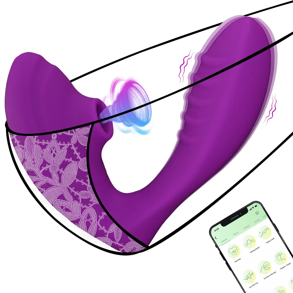Bluetooth 20‑Mode Suction Vibrator – Wearable App-Controlled Clit & G‑Spot Sucker