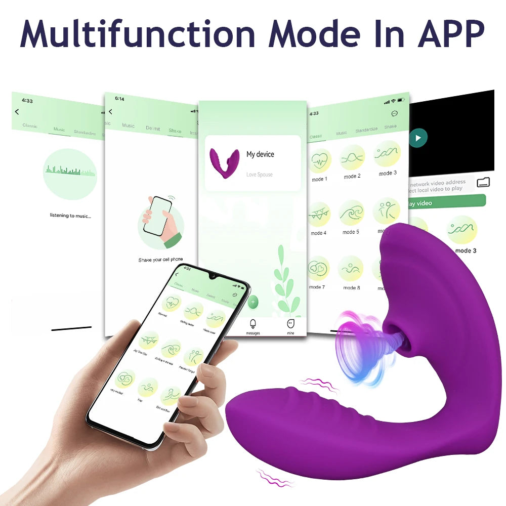 Bluetooth 20‑Mode Suction Vibrator – Wearable App-Controlled Clit & G‑Spot Sucker
