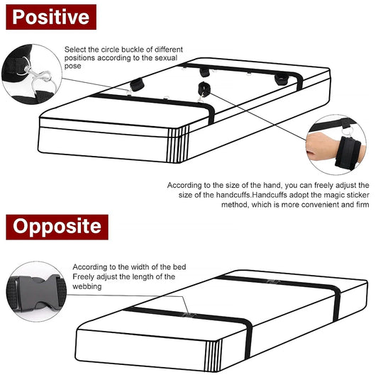 Adjustable Bed Restraints Set – Wrist & Ankle Cuffs Bondage Kit
