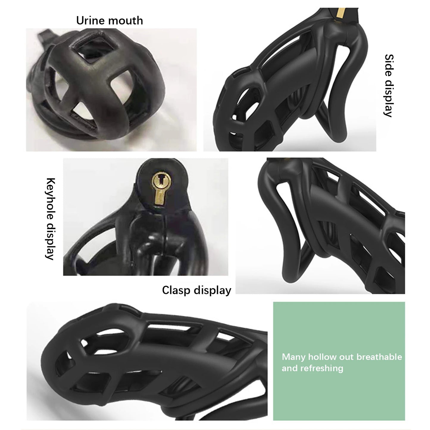 Adjustable Male Chastity Cage Kit – 4-Size U-Ring & Urethral Lock Combo