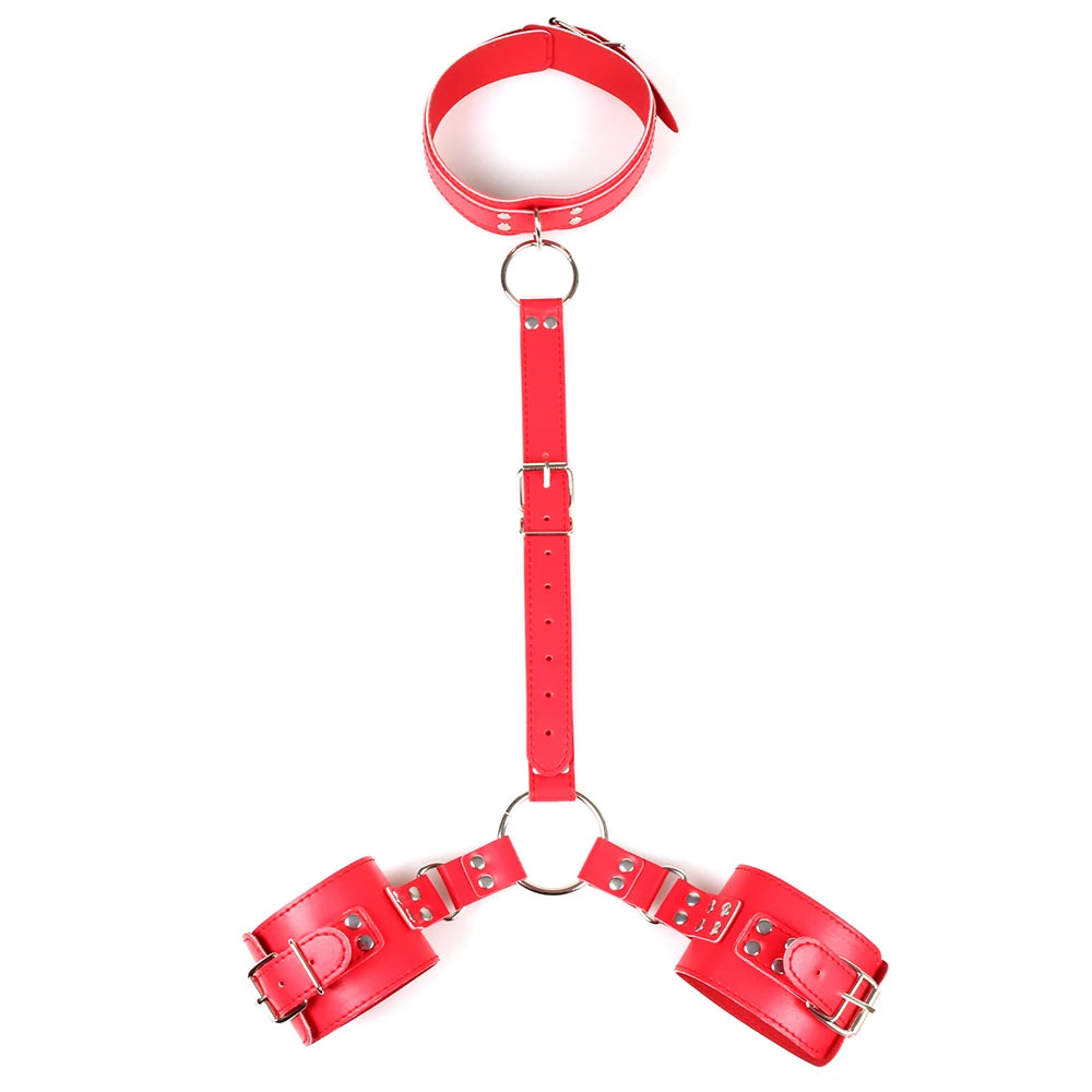 Neck‑to‑Wrist Restraint Kit – Adjustable Bondage Collar & Arm Restraints