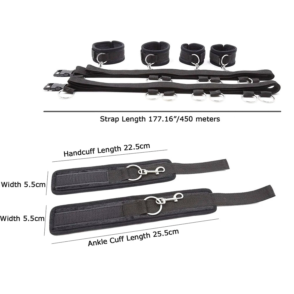 Adjustable Bed Restraints Set – Wrist & Ankle Cuffs Bondage Kit