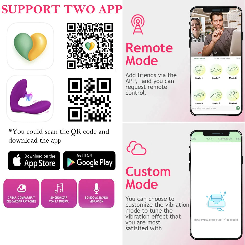 Bluetooth 20‑Mode Suction Vibrator – Wearable App-Controlled Clit & G‑Spot Sucker