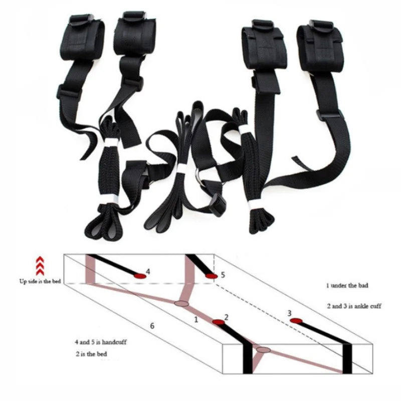 Erotic Bondage Bed Games Set – Handcuffs & Ankle Restraints Kit
