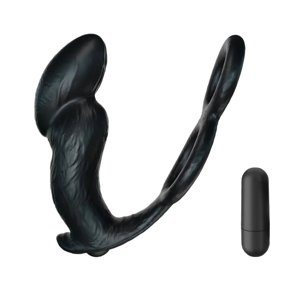 Dildo Anal Vibrator with Prostate Massager, Penis Ring & Bullet Butt Plug