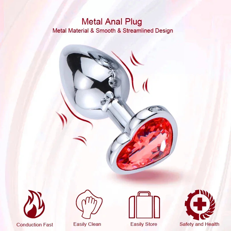 PU Diamond-Tip Metal Plug Set (S, M & L) – Sleek Weighty Anal Beginners’ Kit