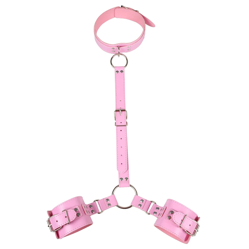 Neck‑to‑Wrist Restraint Kit – Adjustable Bondage Collar & Arm Restraints