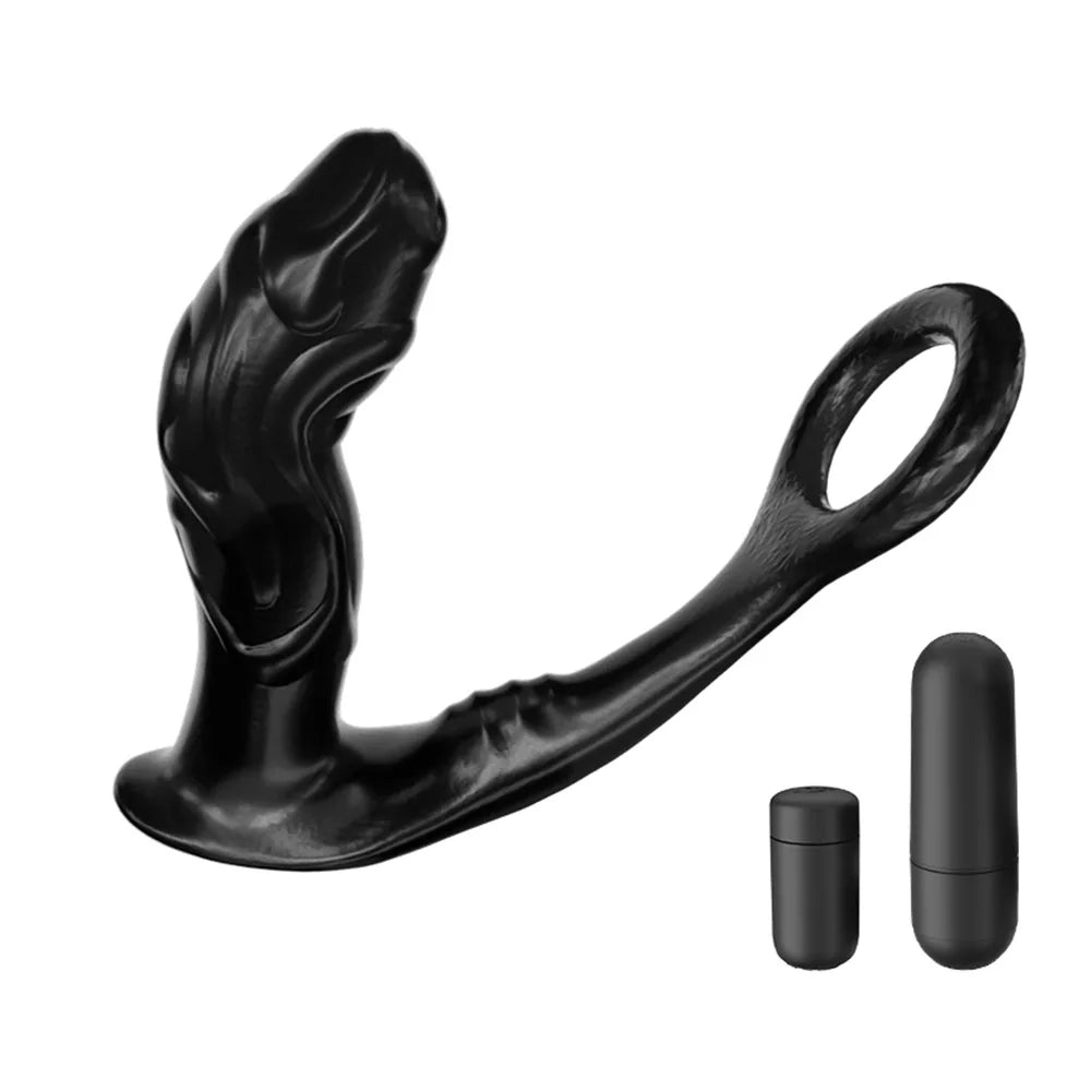 Dildo Anal Vibrator with Prostate Massager, Penis Ring & Bullet Butt Plug