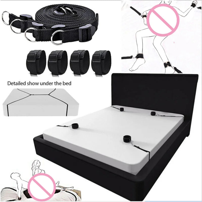 Erotic Bondage Bed Games Set – Handcuffs & Ankle Restraints Kit