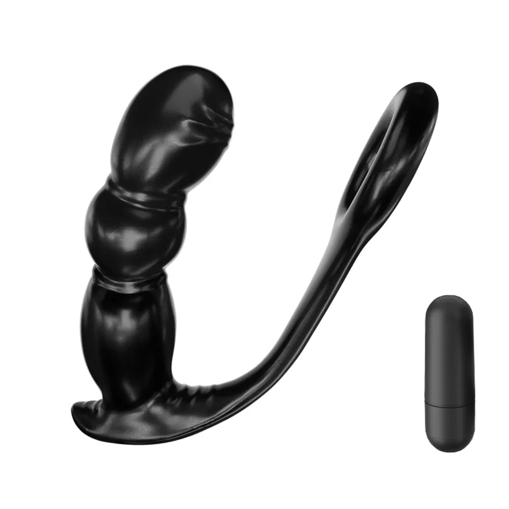 Dildo Anal Vibrator with Prostate Massager, Penis Ring & Bullet Butt Plug