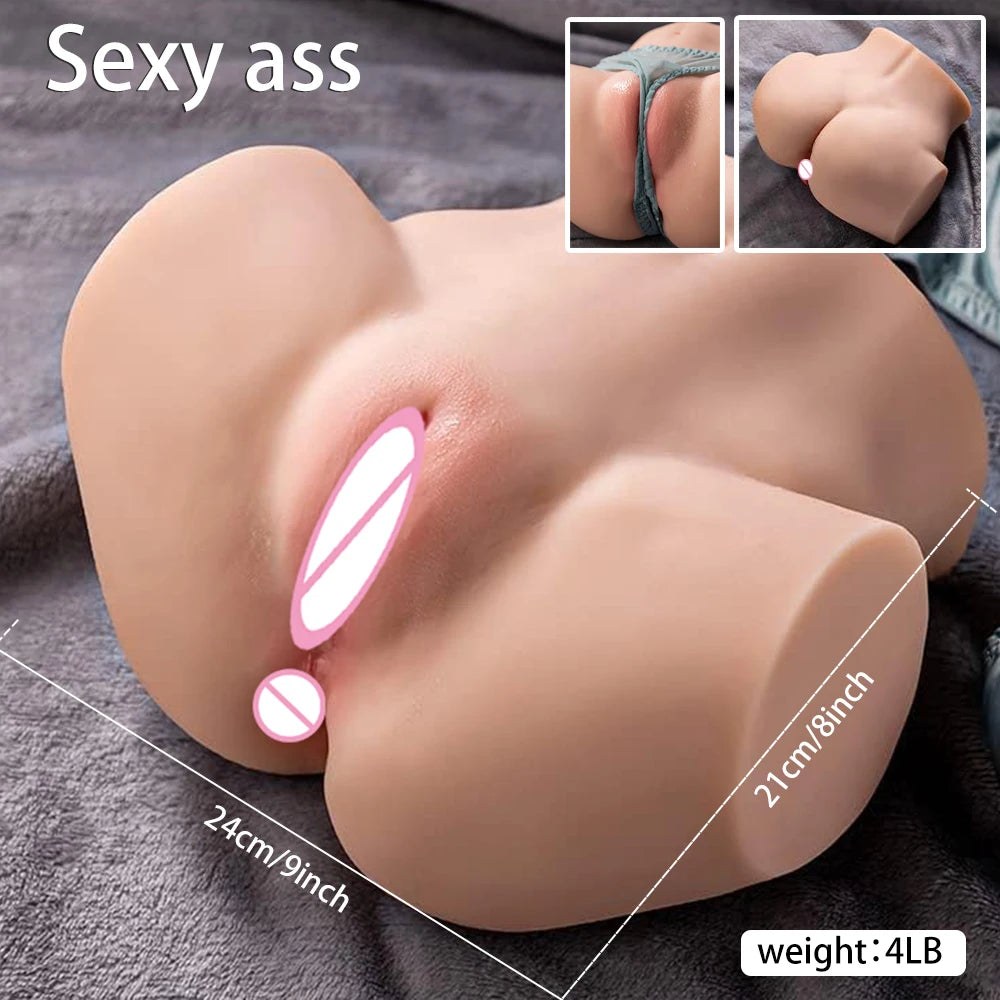 Realistic 3D Double-Channel Male Masturbator – Vagina & Anal Big Ass Sex Doll