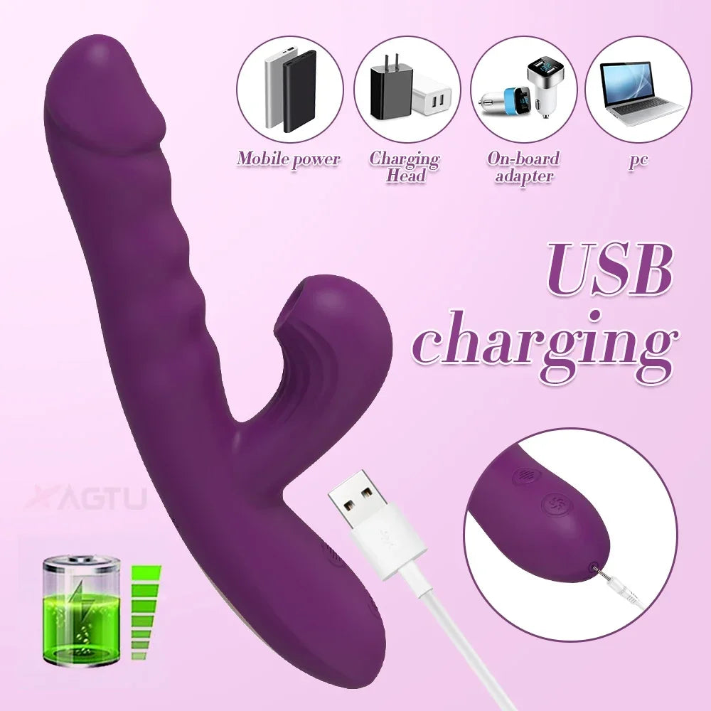 Thrust & Suck Power Vibrator – Dual Action Clit & G‑Spot Thrill Machine