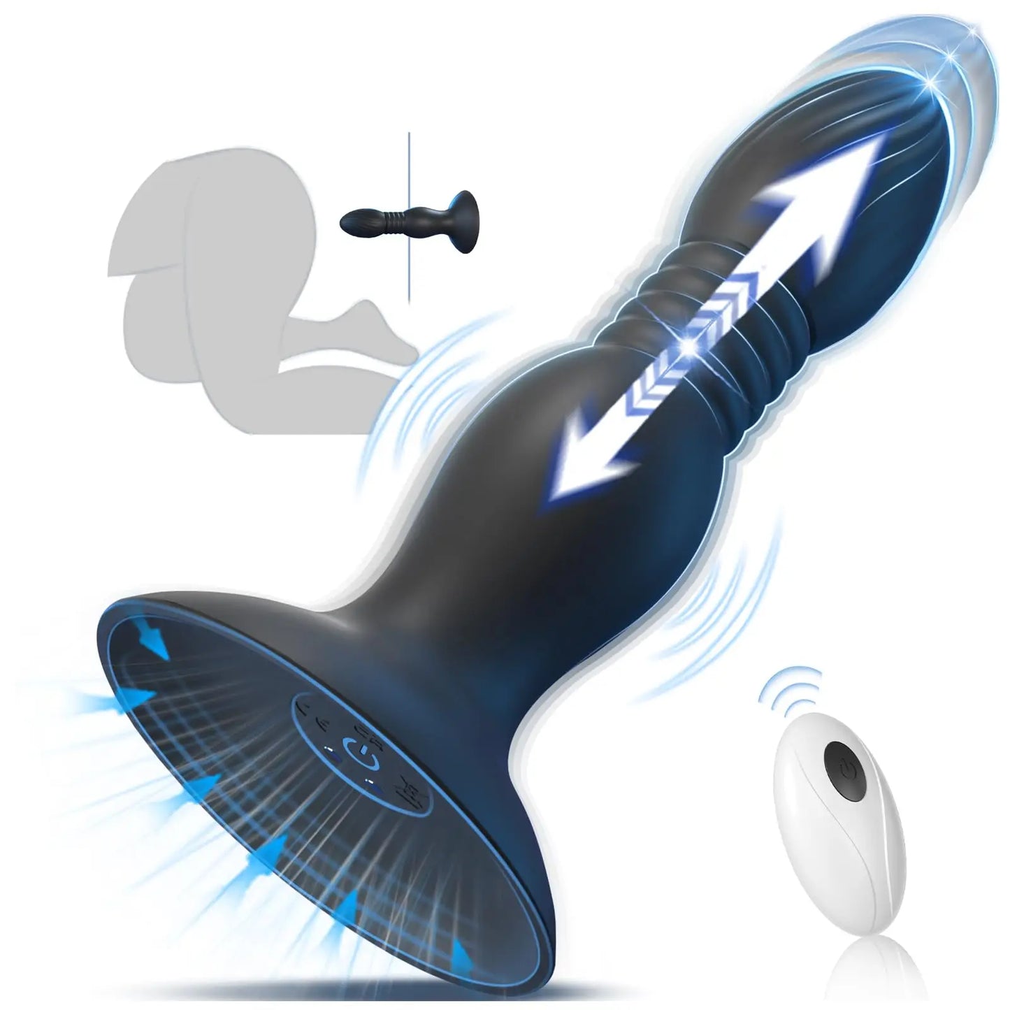 Heseks Remote-Control Suction & Thrust Prostate Massager – Wireless Butt Plug for Couples Play