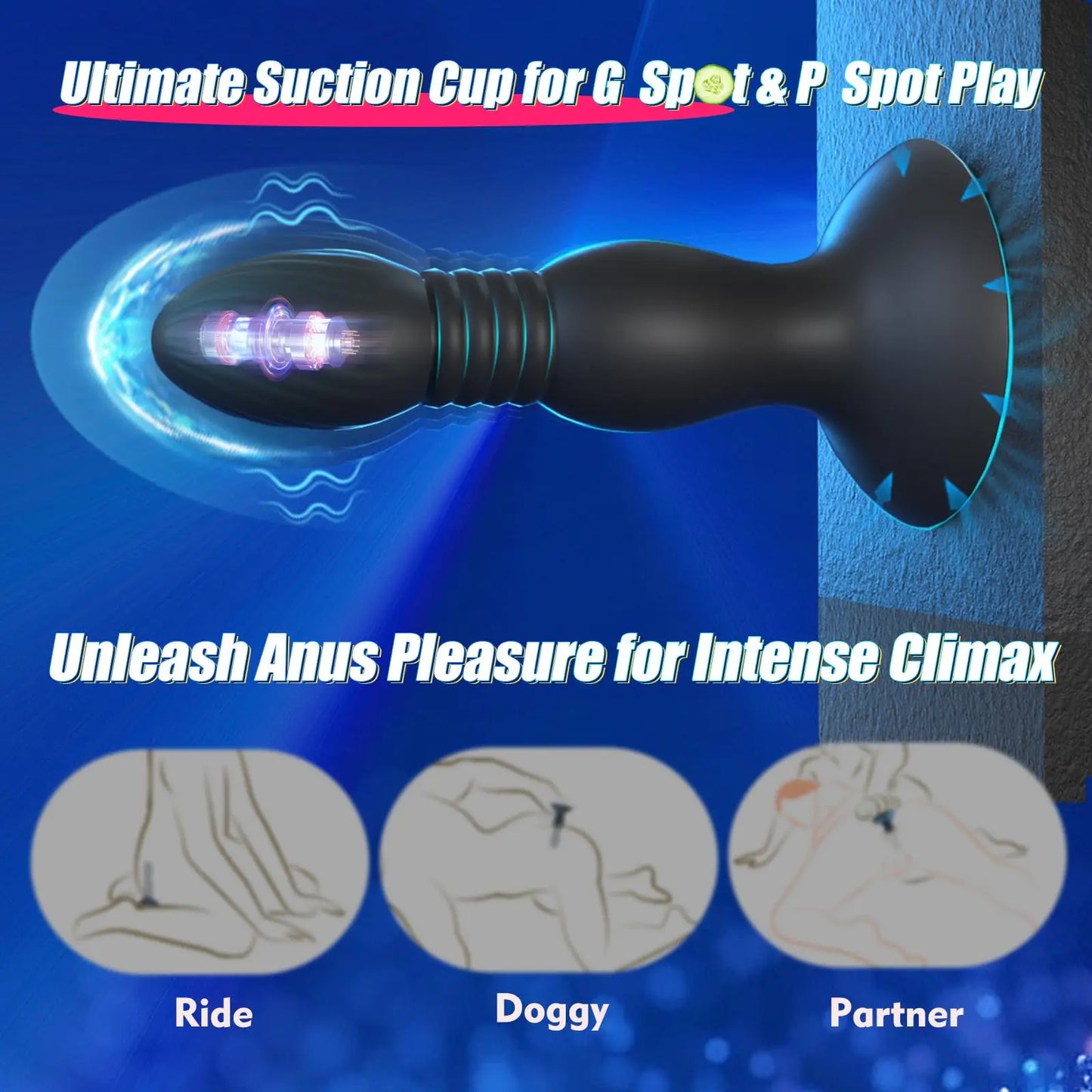 Heseks Remote-Control Suction & Thrust Prostate Massager – Wireless Butt Plug for Couples Play
