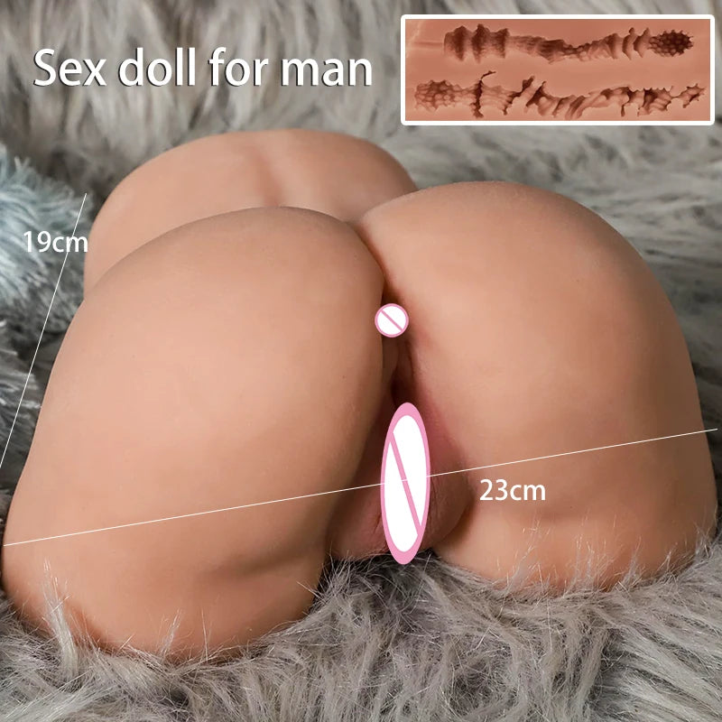Realistic 3D Double-Channel Male Masturbator – Vagina & Anal Big Ass Sex Doll