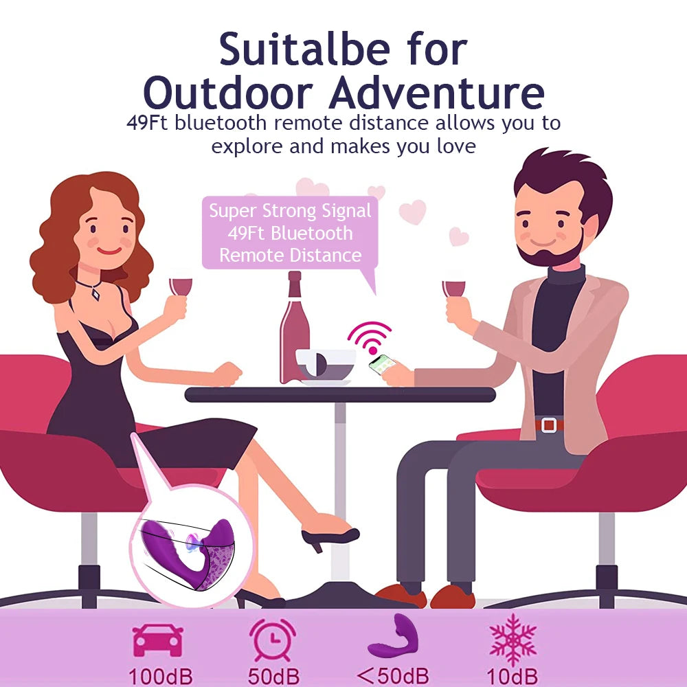 Bluetooth 20‑Mode Suction Vibrator – Wearable App-Controlled Clit & G‑Spot Sucker