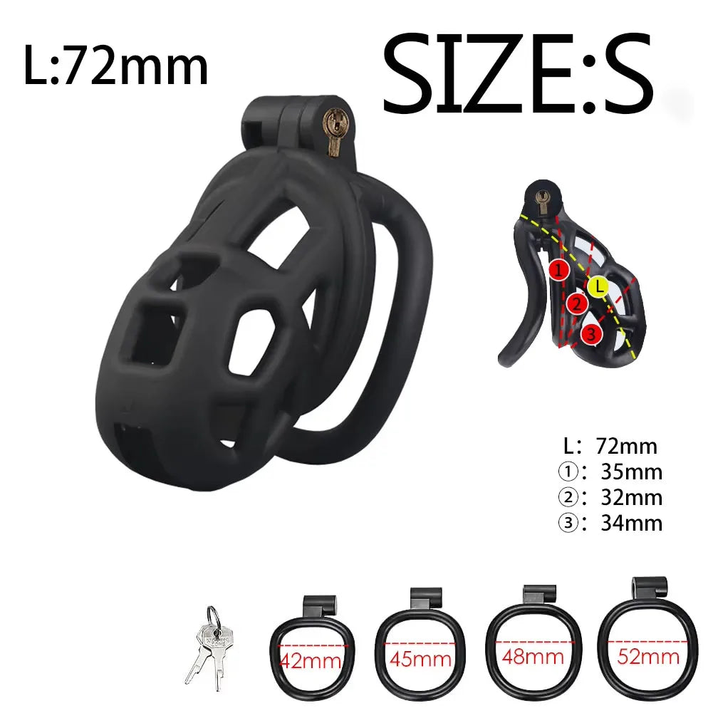 Adjustable Male Chastity Cage Kit – 4-Size U-Ring & Urethral Lock Combo