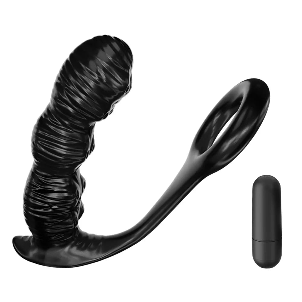 Dildo Anal Vibrator with Prostate Massager, Penis Ring & Bullet Butt Plug