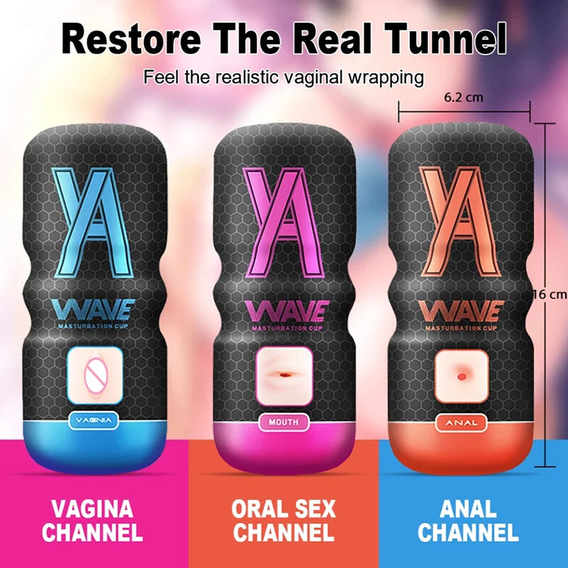 Wave Suction Masturbation Cup – Realistic Blowjob & Pocket Pussy Massager
