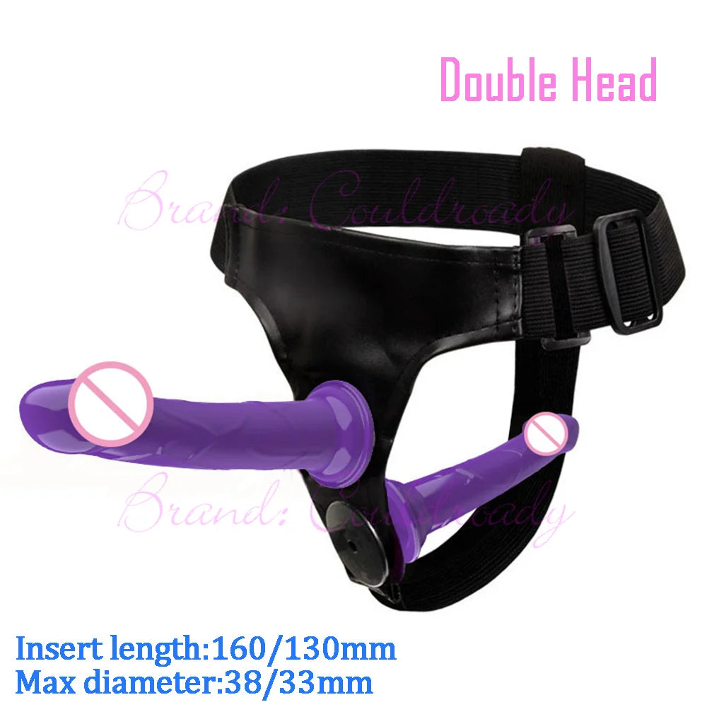 Dual‑Ended Strap‑On Harness with Double Dildo – Ultra‑Elastic Belt & Soft Dildos