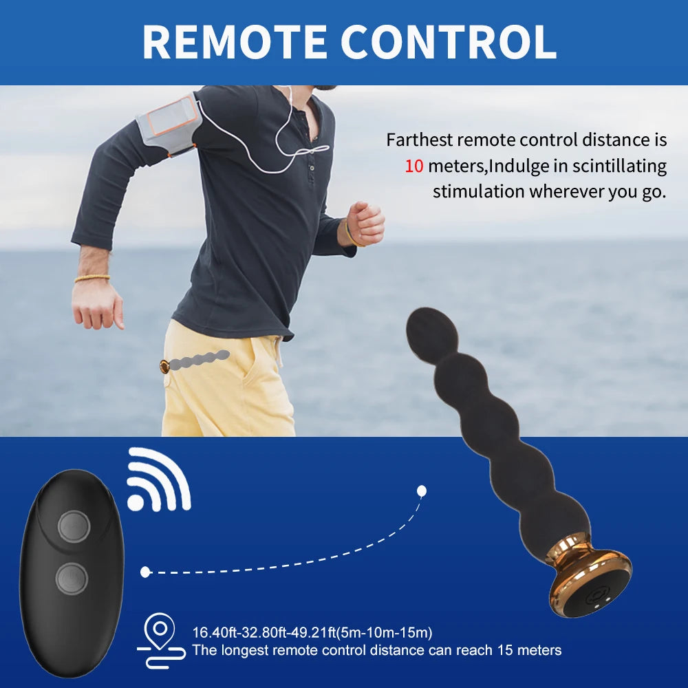 10‑Speed Remote Anal Beads & Prostate Vibrator – Wireless USB‑Rechargeable Butt Plug