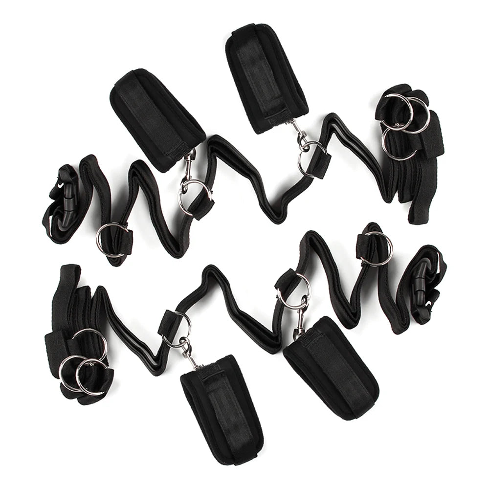 Adjustable Bed Restraints Set – Wrist & Ankle Cuffs Bondage Kit