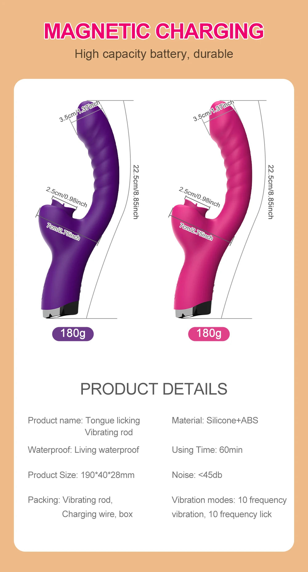 Tongue‑Licking 2‑in‑1 Vibrator – 20‑Speed Clit & G‑Spot Licker