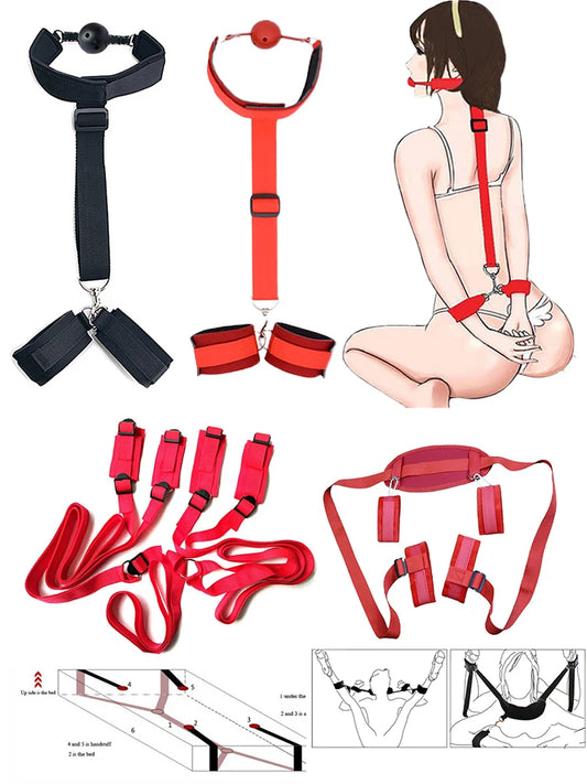 Complete Bondage Kit – Collar, Cuffs, Rope, Blindfold & Whip Set