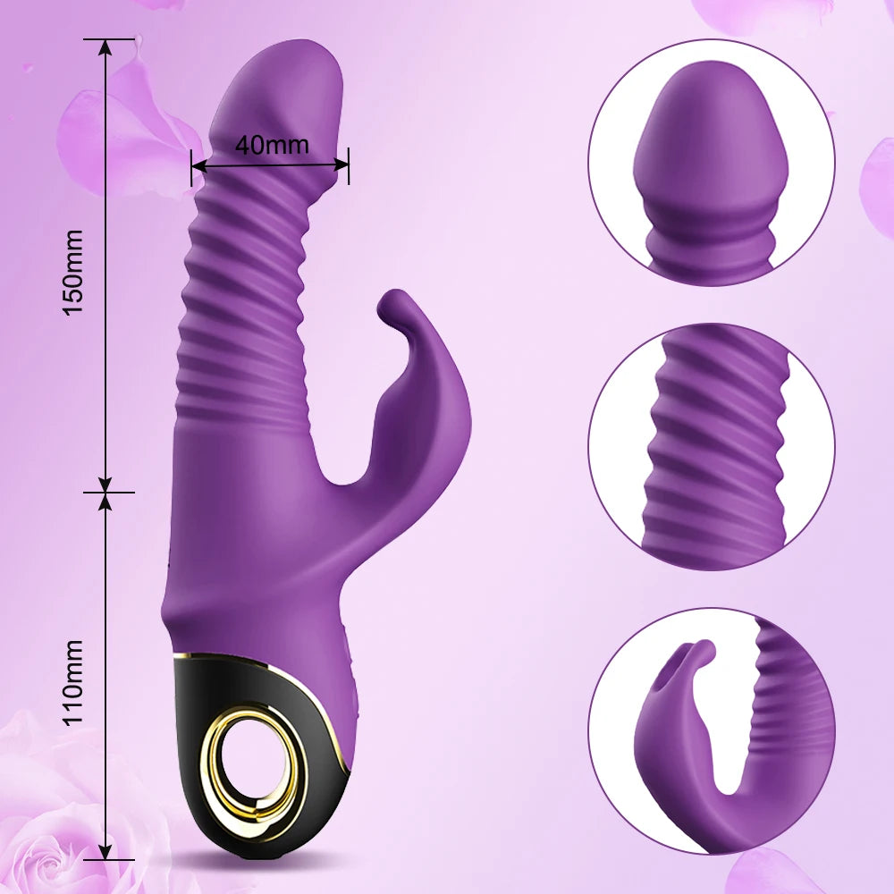 Automatic Thrusting Rabbit Vibrator – Telescopic G-Spot & Clitoral Stimulator