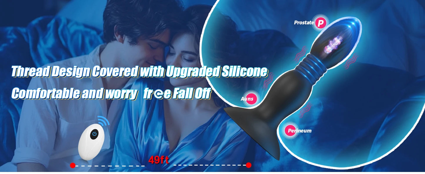 Heseks Remote-Control Suction & Thrust Prostate Massager – Wireless Butt Plug for Couples Play