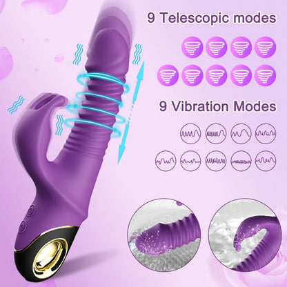 Automatic Thrusting Rabbit Vibrator – Telescopic G-Spot & Clitoral Stimulator