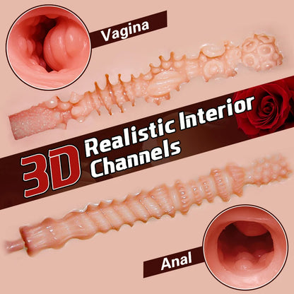 Realistic 3D Double-Channel Male Masturbator – Vagina & Anal Big Ass Sex Doll